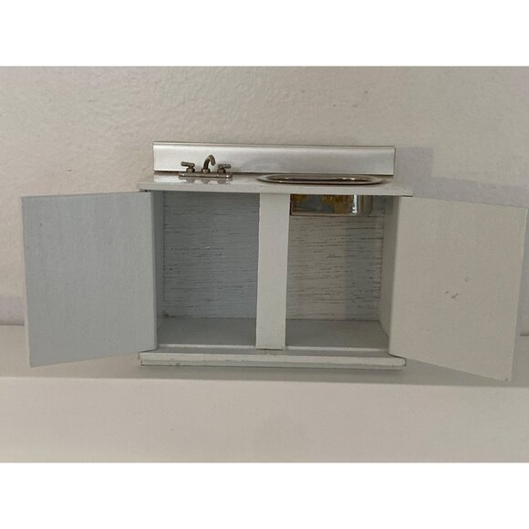 Doll House Miniature White Silver Wood Kitchen Oven Sink Refrigerator 3Pc VTG - Picture 16 of 16
